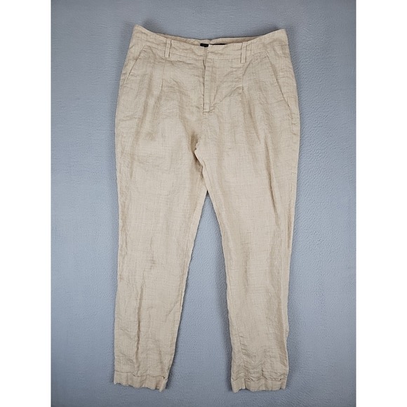 Zara Pants - Zara Pants Women's 6 30x26 Beige Linen Tapered Ankle Summer Costal Beach